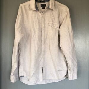 Lucky Brand California Fit 100% Cotton Shirt Men's XL Long Sleeve Cream Heather